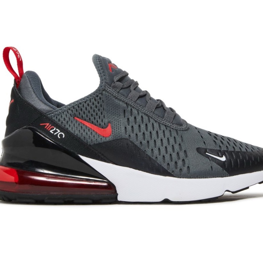 Nike Air Max 270 Iron Gray & University Red Sneakers Boys Sz 3
